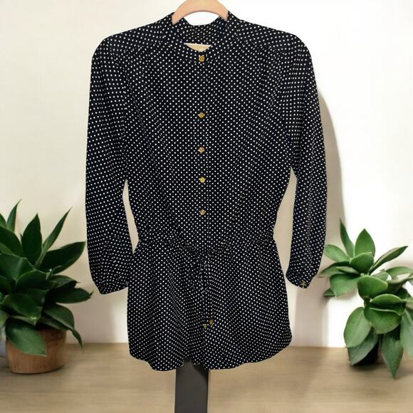 Michael Kors Long Sleeve with shorts romper in Navy w/ white dot.  Petite Small - Picture 1 of 5